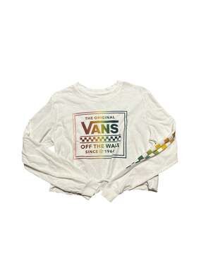 Vans Rainbow Logo Long Sleeve Cropped T-Shirt Size Medium